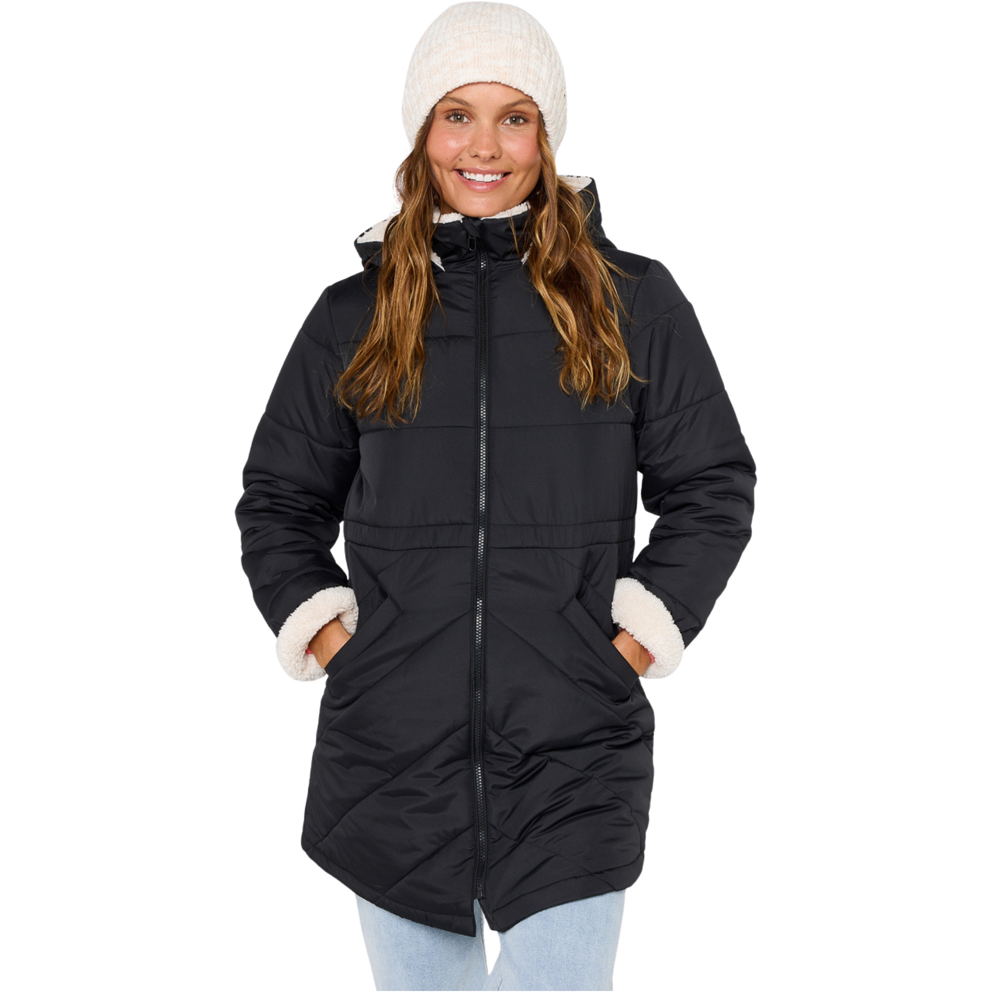 2026 Rip Curl Womens Anti-Series Anoeta Long Line Jacket 03PWJA - Washed Black